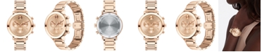 Movado Women's Swiss Chronograph Bold Evolution Rose Gold Ion Plated Bracelet Watch 38mm